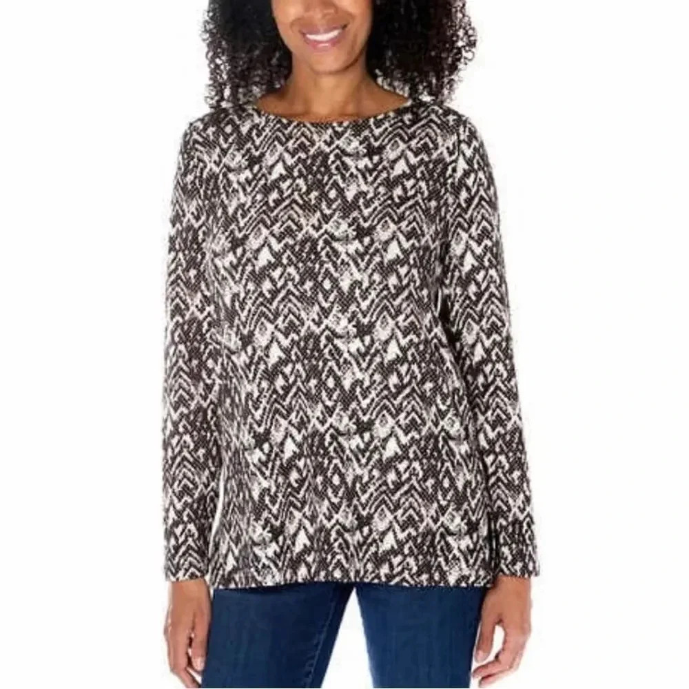 Mario Serrani Ladies' Tunic Top Medium Black & Ivory